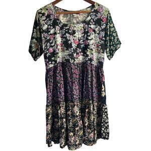 Dress To Kill Women’s One Size Fits All Tiered Patchwork Floral Baby doll Dress‎